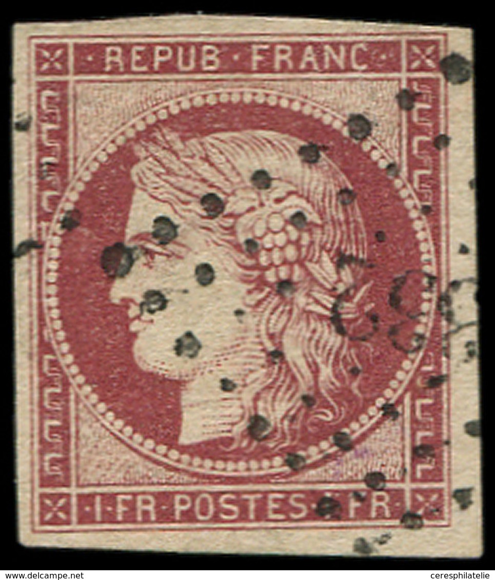 EMISSION DE 1849 - 6     1f. Carmin, Obl. PC 332, TB/TTB. J - 1849-1850 Cérès