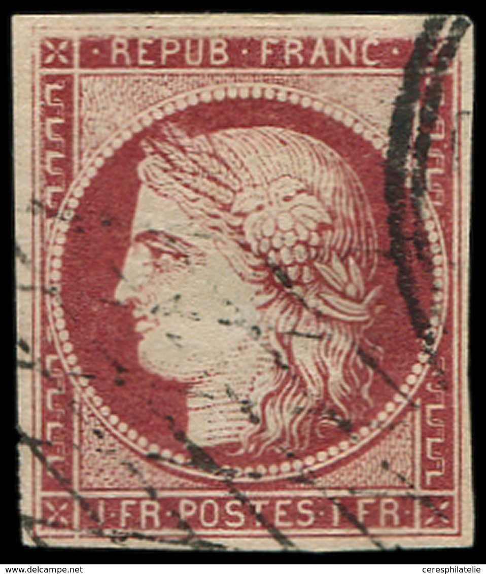 EMISSION DE 1849 - 6     1f. Carmin, Oblitéré GRILLE SANS FIN, TB - 1849-1850 Ceres