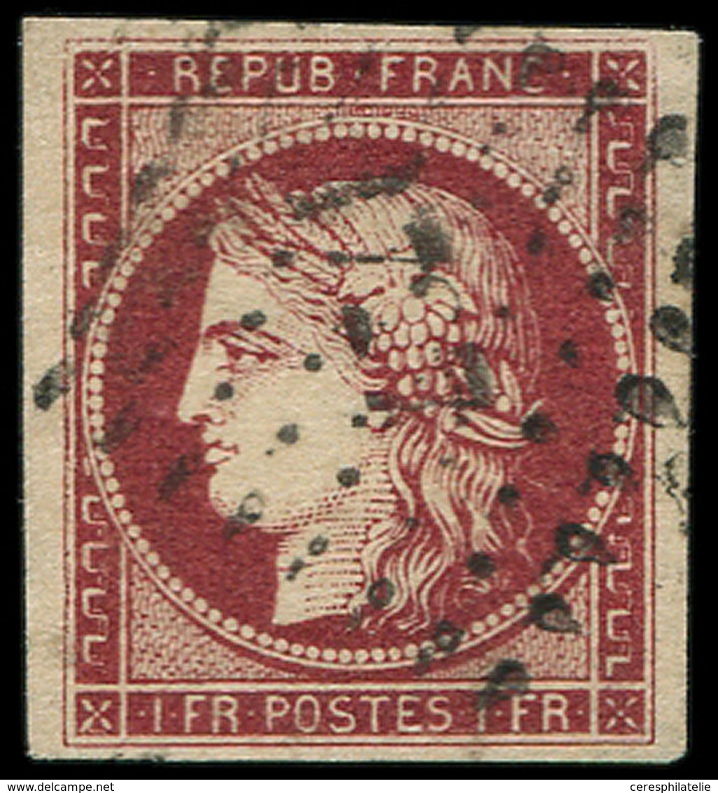 EMISSION DE 1849 - 6b    1f. Carmin Foncé, Obl. PC 1727, Belle Nuance, TTB, Certif. JF Brun - 1849-1850 Cérès