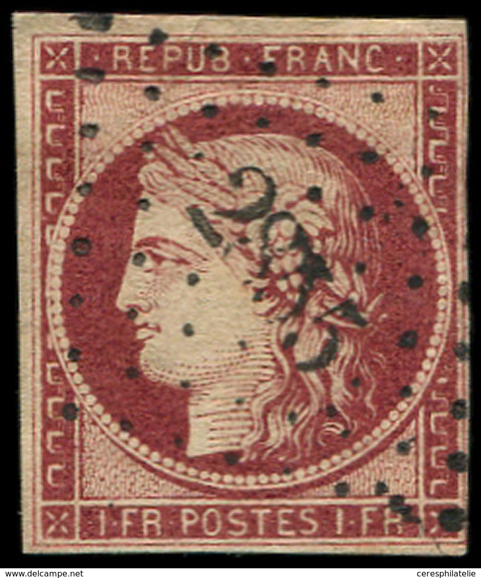 EMISSION DE 1849 - 6b    1f. Carmin Foncé, Obl. PC 2855, Marge Fine à Droite, B/TB - 1849-1850 Ceres