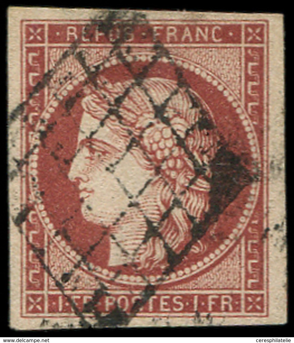 EMISSION DE 1849 - 6B    1f. Carmin-brun, Oblitéré GRILLE, TB. J - 1849-1850 Cérès
