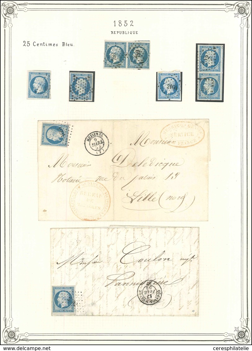 PRESIDENCE - 10   25c. Bleu, 3 Unités Et 2 Paires Obl. + 2 Lettres, TB - 1852 Louis-Napoleon