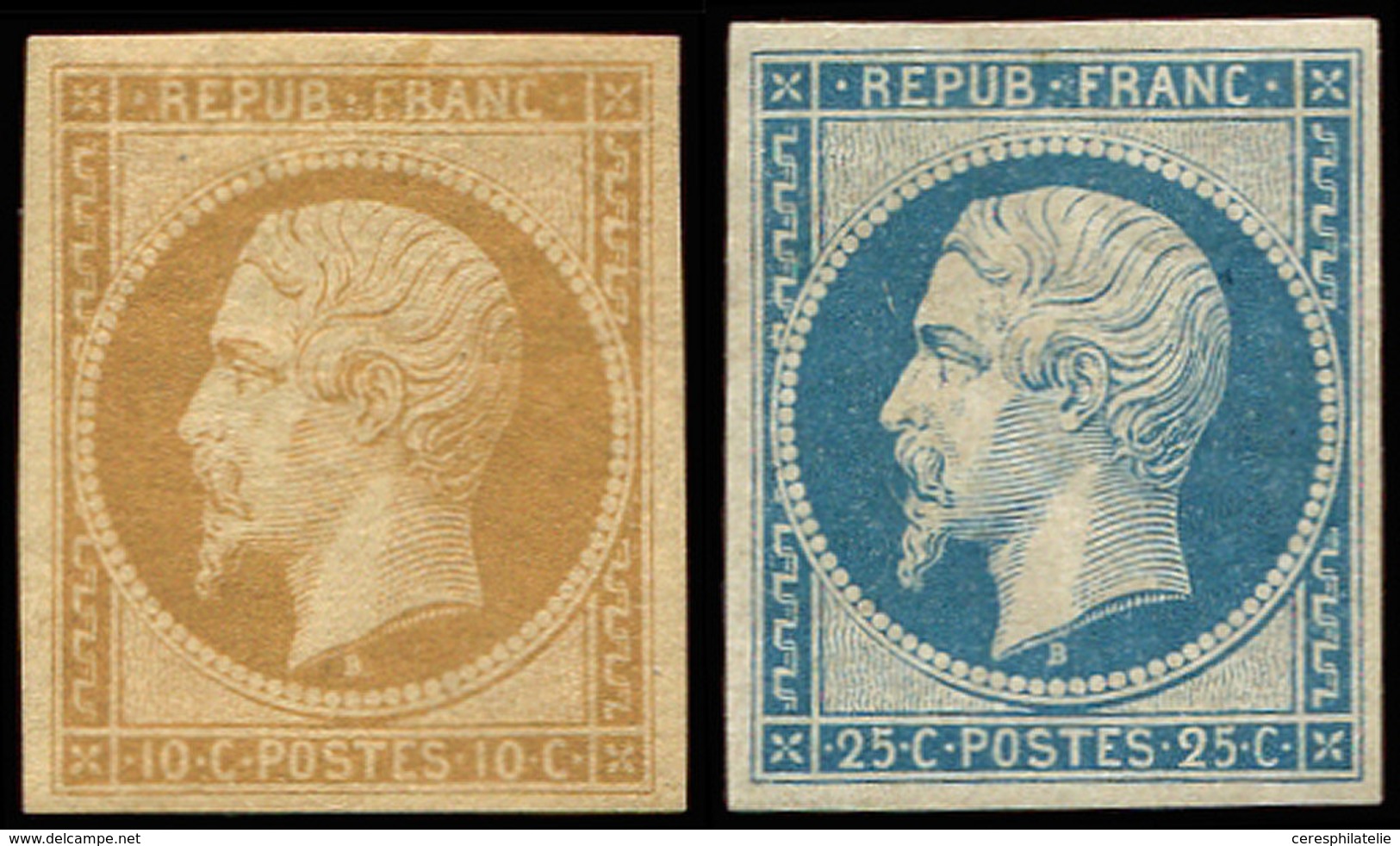 * PRESIDENCE - R9e Et R10c, 10c. Bistre Et 25c. Bleu, REIMPRESSIONS, TB - 1852 Louis-Napoleon