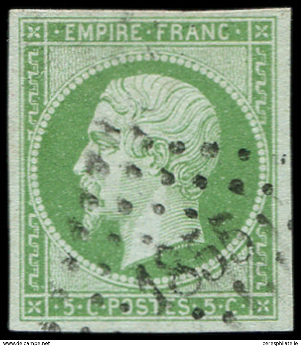 EMPIRE NON DENTELE - 12    5c. Vert, Oblitéré PC 1855, Frappe Superbe - 1853-1860 Napoleone III