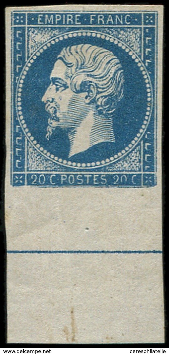 * EMPIRE NON DENTELE - L14Ai 20c. Bleu, T I, FILET D'ENCADREMENT, Ch. Un Peu Forte, TB. C - 1853-1860 Napoleone III