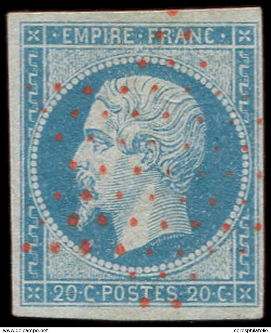 EMPIRE NON DENTELE - 14A  20c. Bleu, T I, Obl. Eotile ROUGE, Frappe Superbe. C - 1853-1860 Napoleon III