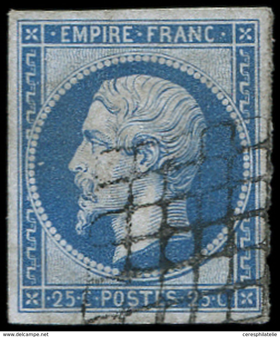 EMPIRE NON DENTELE - 15   25c. Bleu, Oblitéré GRILLE, TB - 1853-1860 Napoléon III.