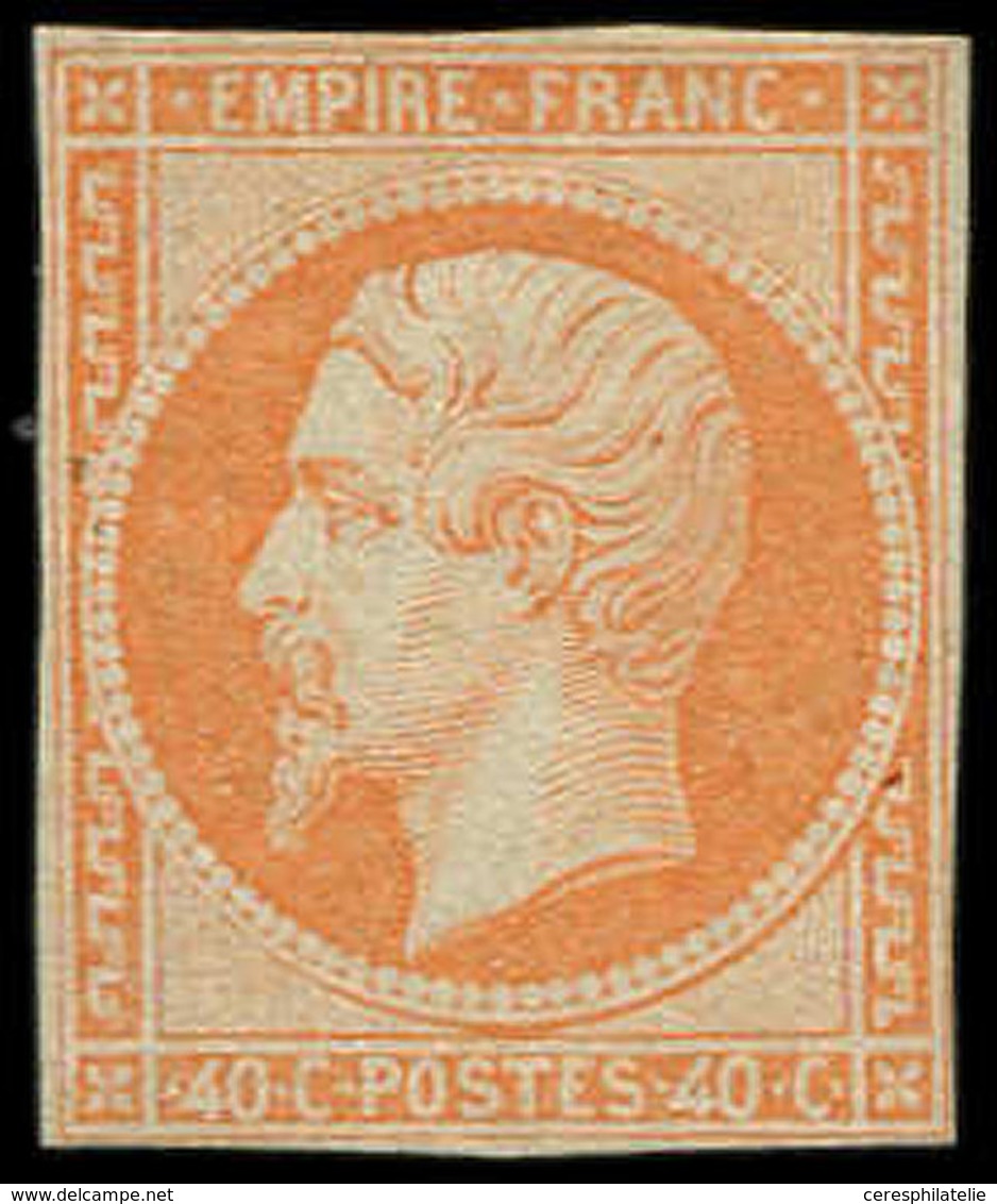 (*) EMPIRE NON DENTELE - 16   40c. Orange, Gomme Résiduelle, Court Aux 4 Côtés, TB - 1853-1860 Napoléon III.