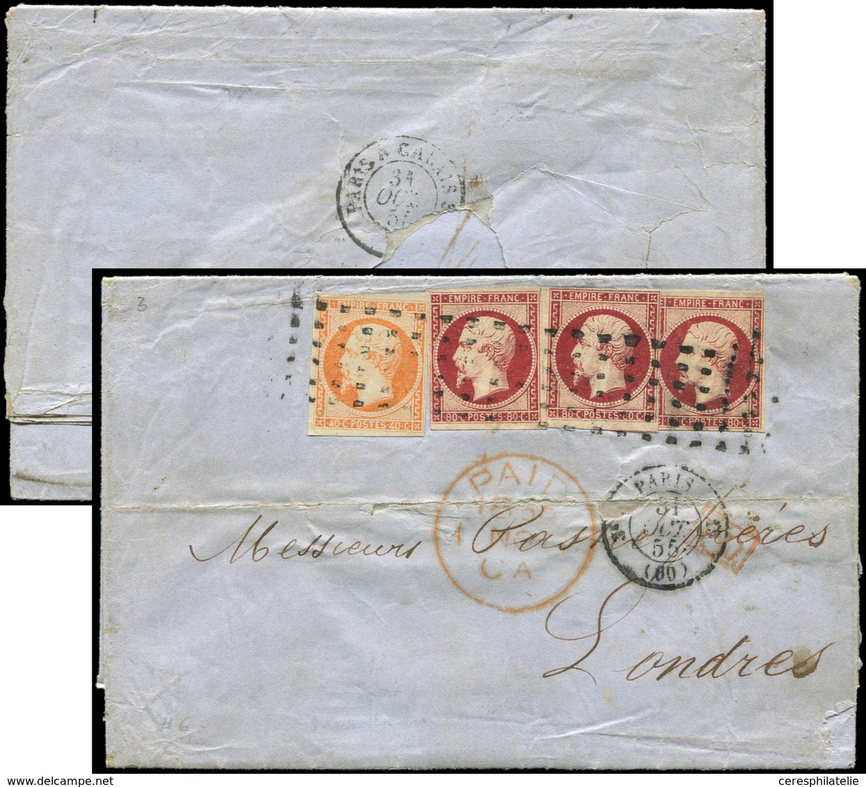 Let EMPIRE NON DENTELE - 16   40c. Orange Et N°17 80c. Carmin (3) Obl. ROULETTE De GROS POINTS S. LAC Un Peu Fatiguée, C - 1853-1860 Napoléon III.