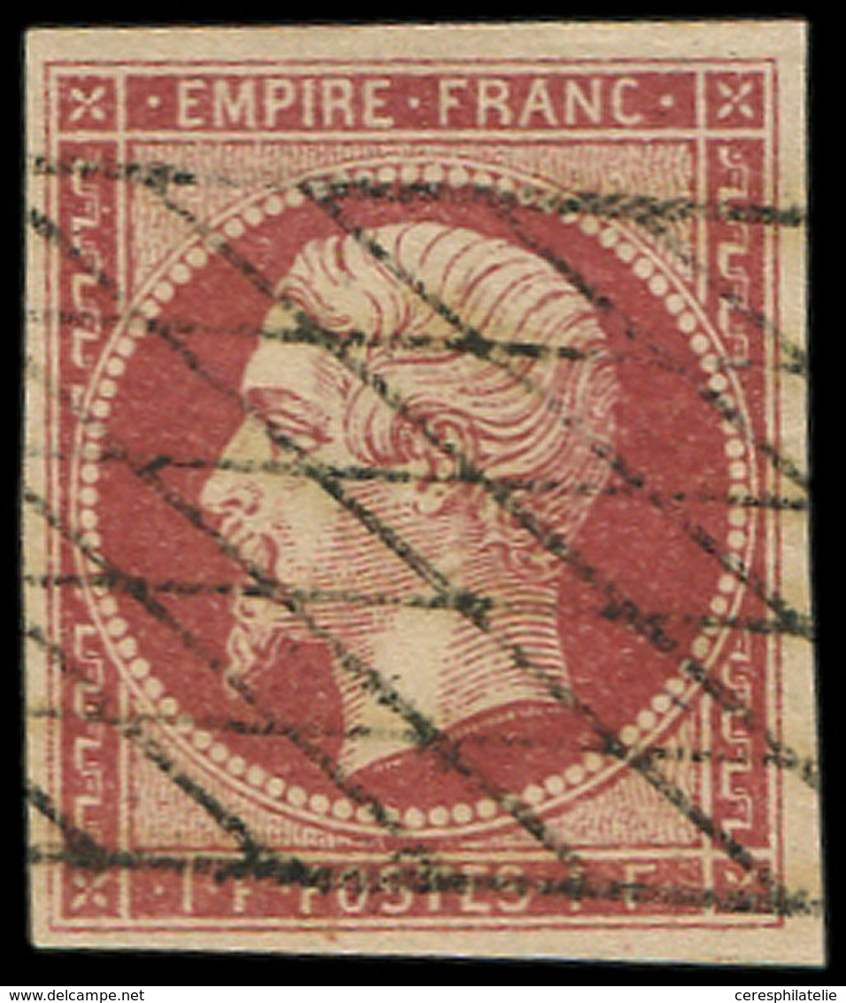 EMPIRE NON DENTELE - 18FX  1f. Carmin, FAUX SPERATI, Obl. GRILLE SANS FIN, TB - 1853-1860 Napoleon III