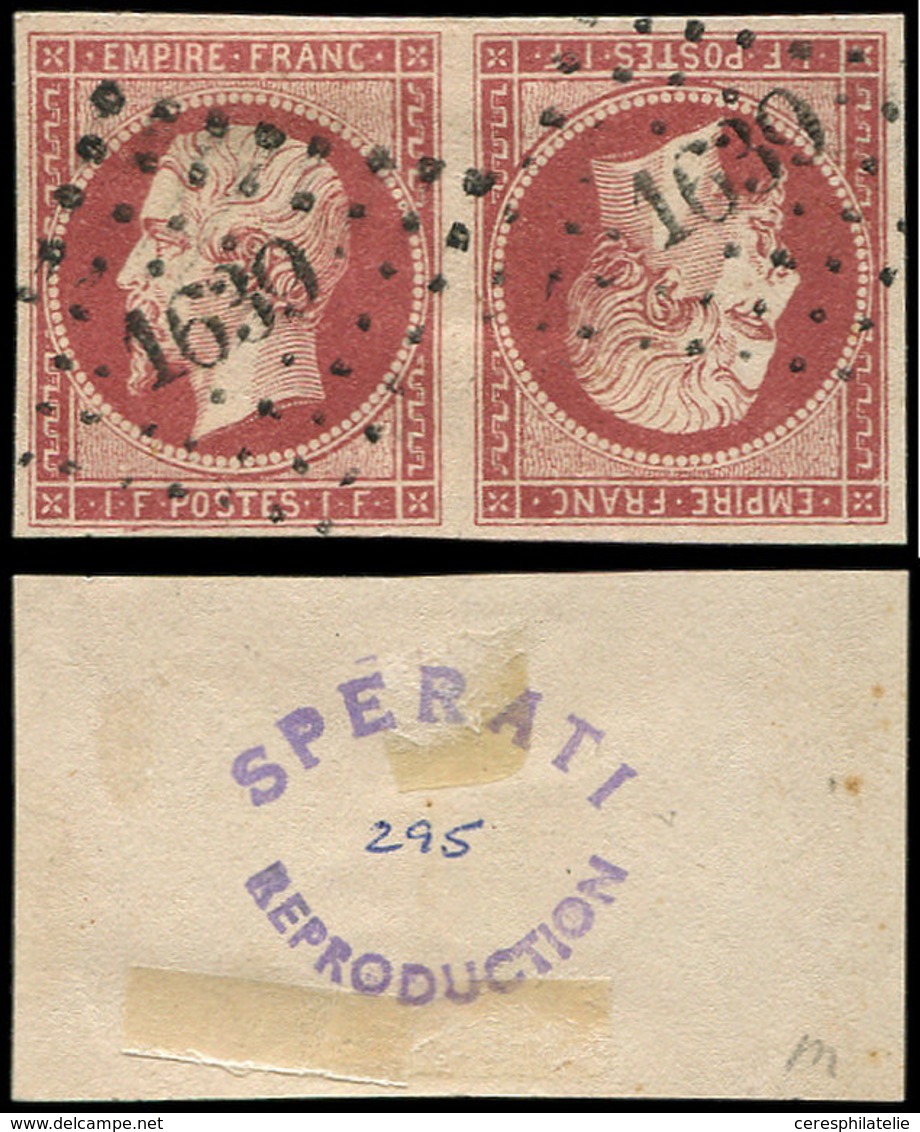 EMPIRE NON DENTELE - 18FX  1f. Carmin, TETE-BECHE, FAUX SPERATI, Obl. PC 1639, TB - 1853-1860 Napoléon III