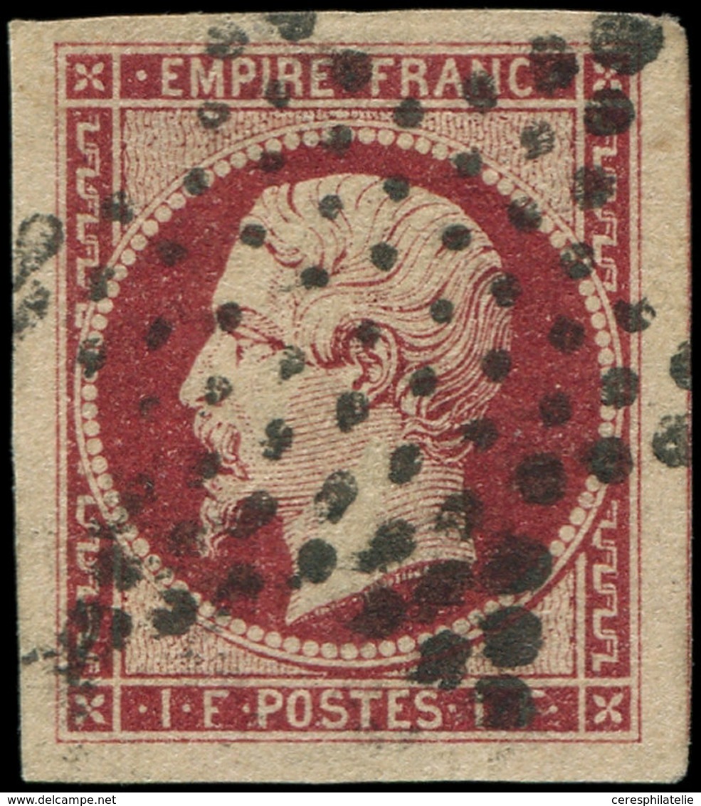 EMPIRE NON DENTELE - 18a   1f. Carmin FONCE, Marges énormes Exceptionnelles, Obl. ETOILE, Superbe. C - 1853-1860 Napoléon III
