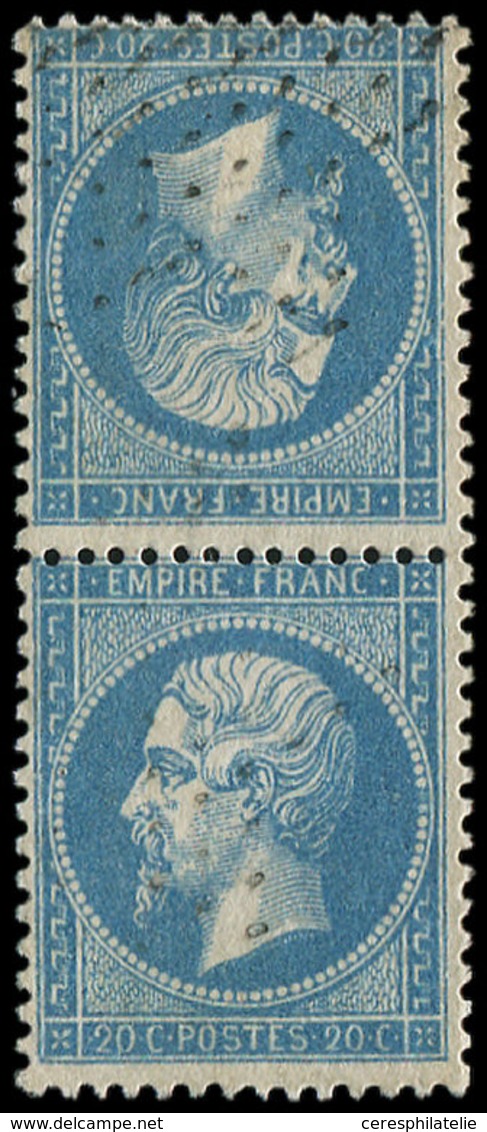 EMPIRE DENTELE - T22b 20c. Bleu, TETE-BECHE, Obl. Etoile, Frappe Légère, TB/TTB - 1862 Napoleone III