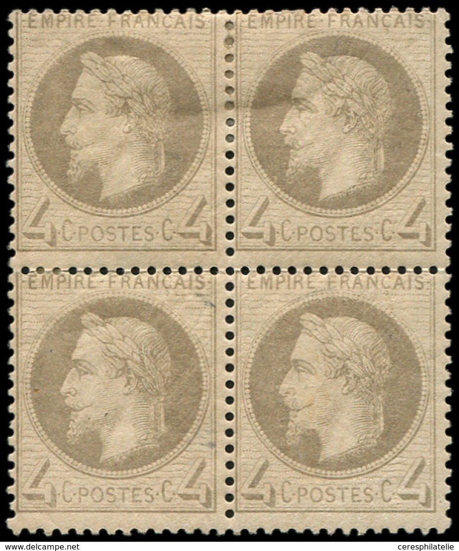 ** EMPIRE LAURE - 27A   4c. Gris, T I, BLOC De 4, Paire Sup. *, TB - 1863-1870 Napoléon III Lauré