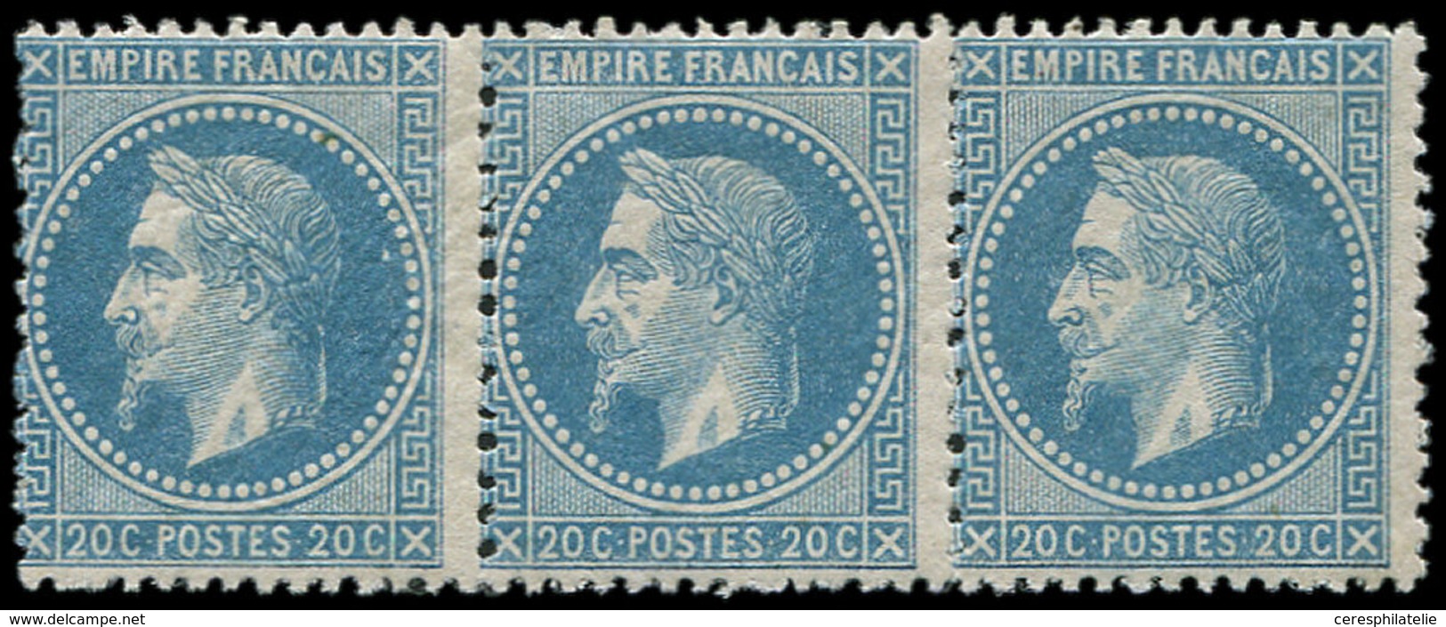 ** EMPIRE LAURE - 29A  20c. Bleu, BANDE De 3, TB - 1863-1870 Napoléon III. Laure