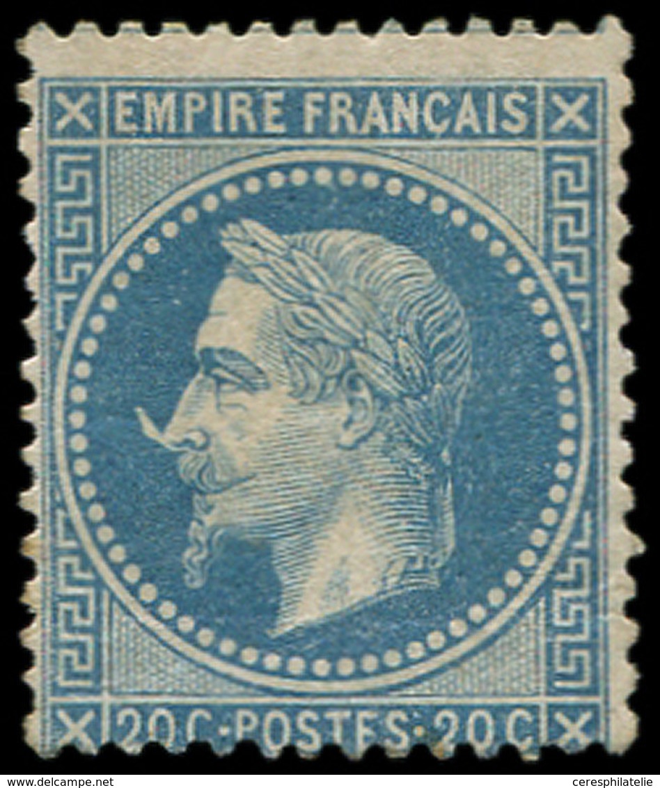 * EMPIRE LAURE - 29Bb 20c. Bleu, T II, "A LA CORNE", RR En Neuf, TB, Certif. Calves - 1863-1870 Napoléon III Lauré