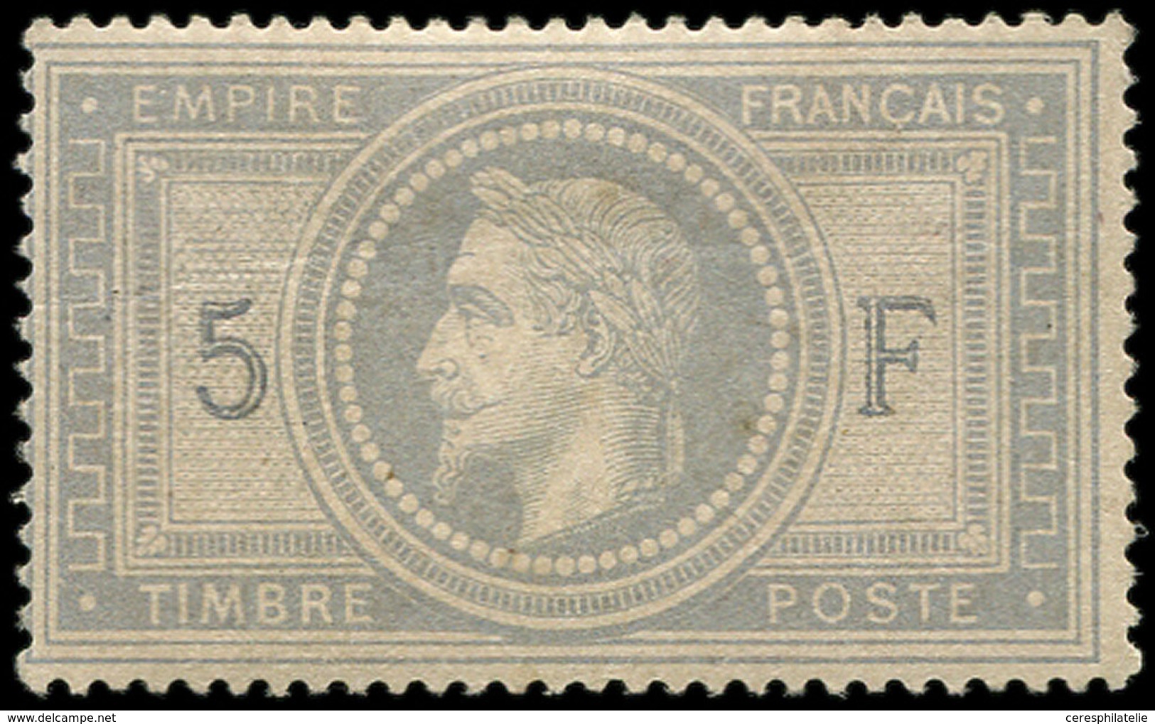 * EMPIRE LAURE - 33A   5f. Violet-gris, 5 Et F En Bleu, Très Frais, TTB. C - 1863-1870 Napoléon III Lauré