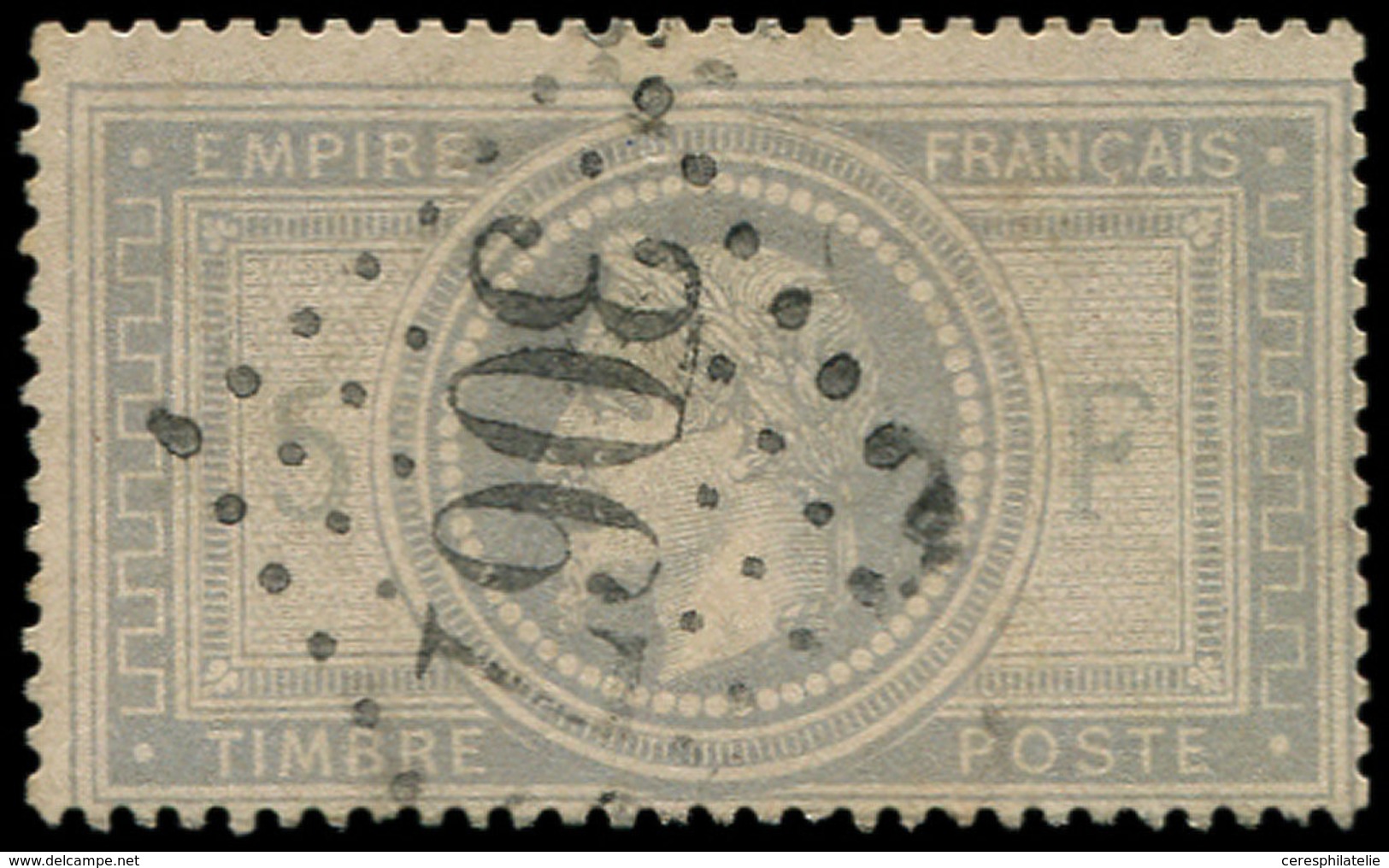 EMPIRE LAURE - 33    5f. Violet-gris, Obl. GC 3067, Frappe TTB, Clair Sinon TB - 1863-1870 Napoléon III Lauré