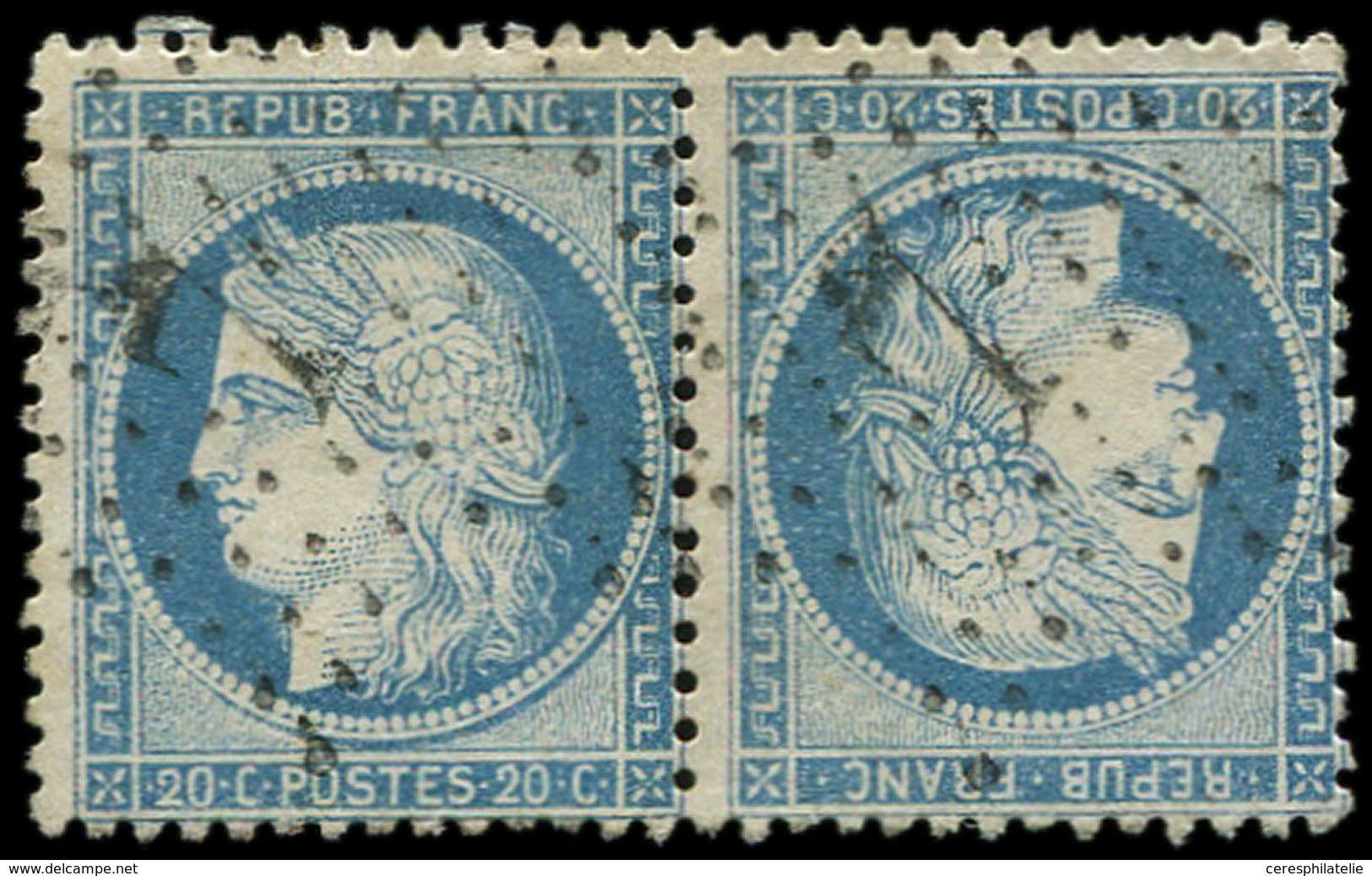 SIEGE DE PARIS - T37c 20c. Bleu, TETE-BECHE Obl. Etoile 7, Déf. Dans Un Angle, Aspect TB - 1870 Assedio Di Parigi