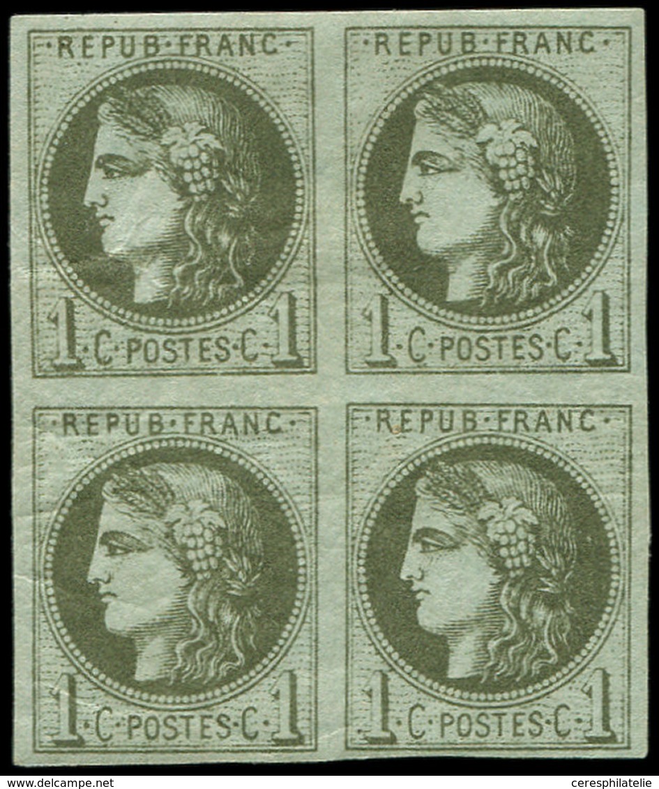 * EMISSION DE BORDEAUX - 39A   1c. Olive, BLOC De 4, 1 Ex. **, TB - 1870 Ausgabe Bordeaux