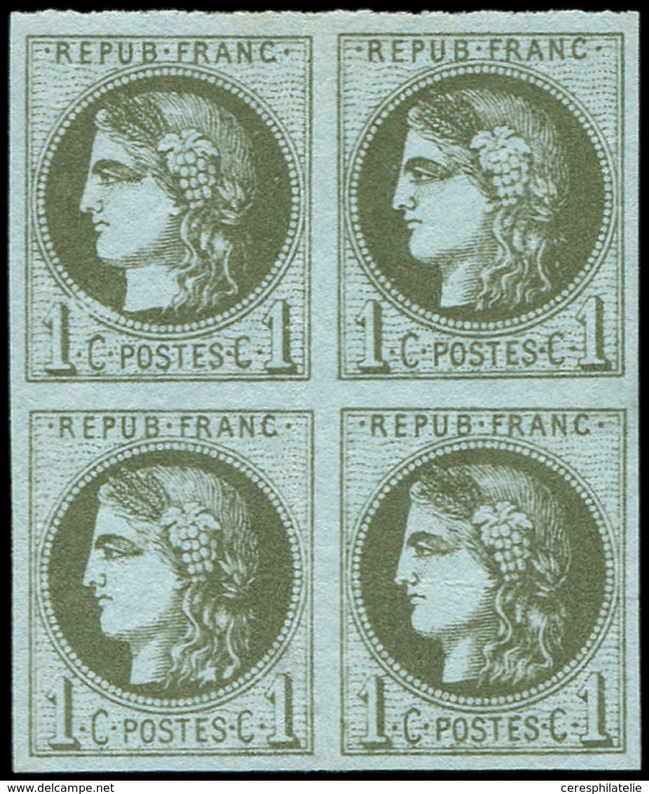 (*) EMISSION DE BORDEAUX - 39A   1c. Olive, R I, BLOC De 4, Frais Et TB - 1870 Ausgabe Bordeaux