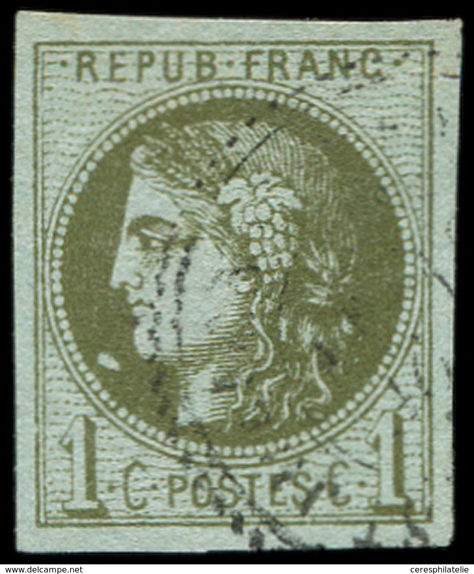 EMISSION DE BORDEAUX - 39B   1c. Olive, R II, Obl. Càd T24, TB - 1870 Emission De Bordeaux