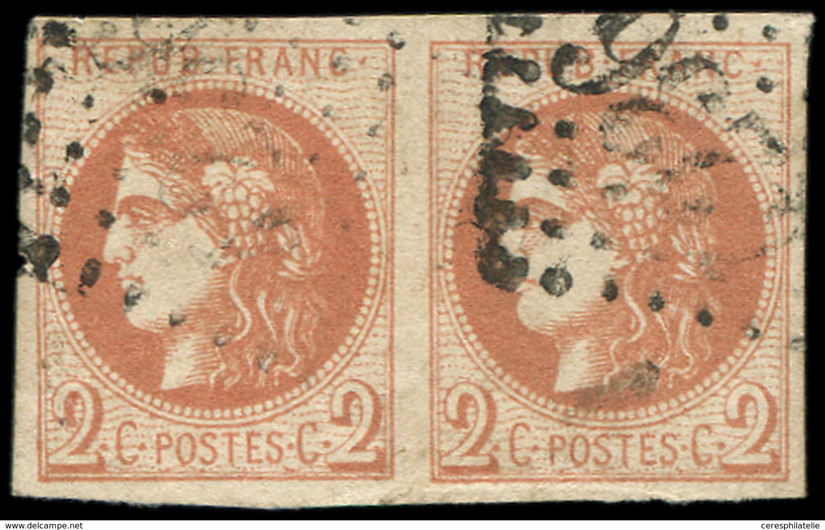 EMISSION DE BORDEAUX - 40B   2c. Brun-rouge, PAIRE Oblitérée GC 4236, TB - 1870 Emissione Di Bordeaux