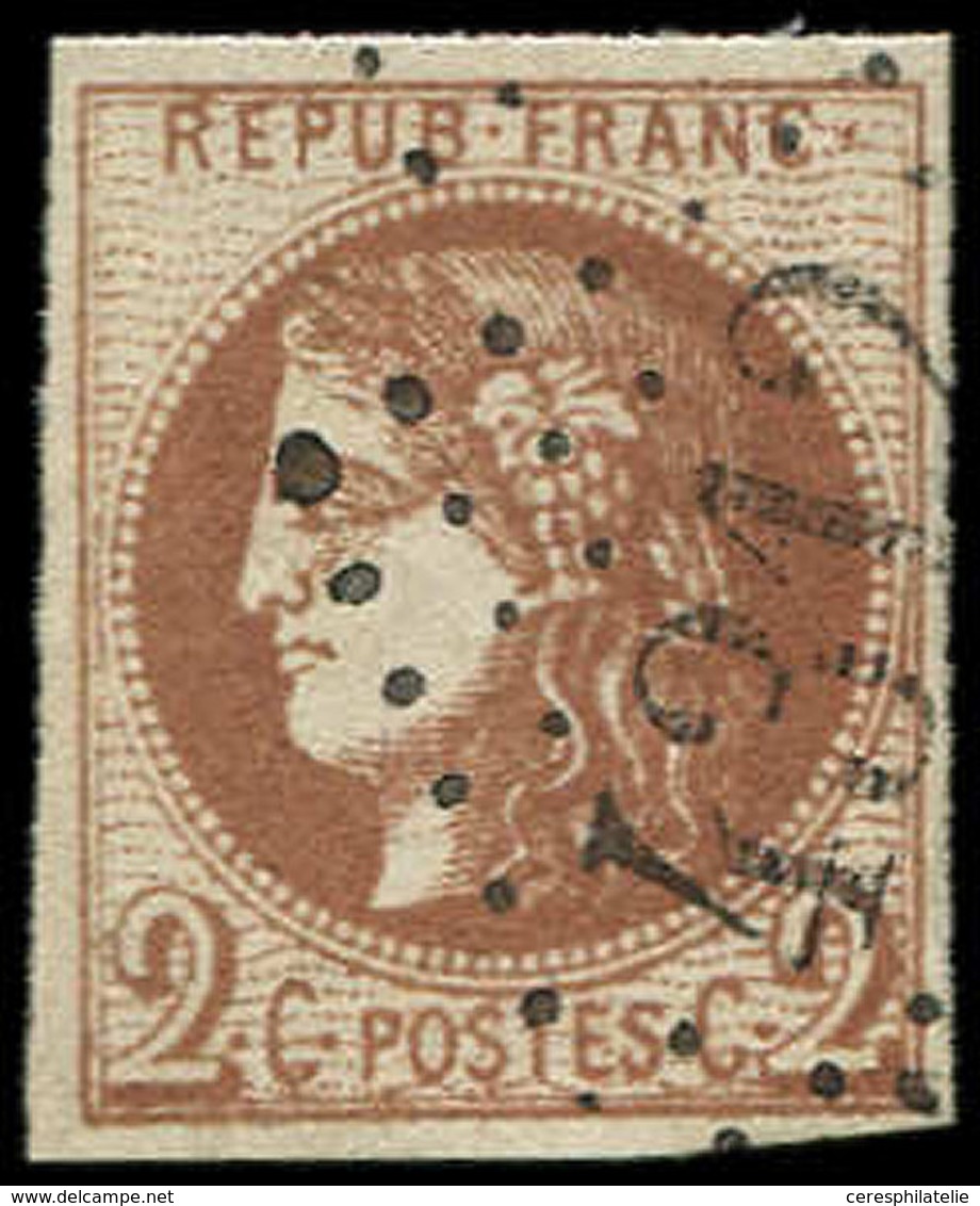 EMISSION DE BORDEAUX - 40Bg  2c. CHOCOLAT, R II, Obl. GC 4312, TTB - 1870 Emissione Di Bordeaux