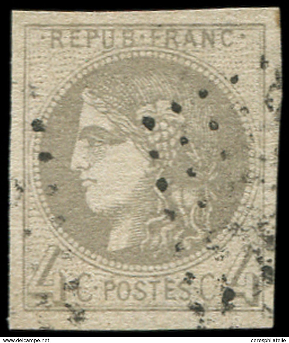 EMISSION DE BORDEAUX - 41Aa  4c. Gris-jaunâtre R I, Pos. 9, Obl., TB. C Et Br - 1870 Ausgabe Bordeaux