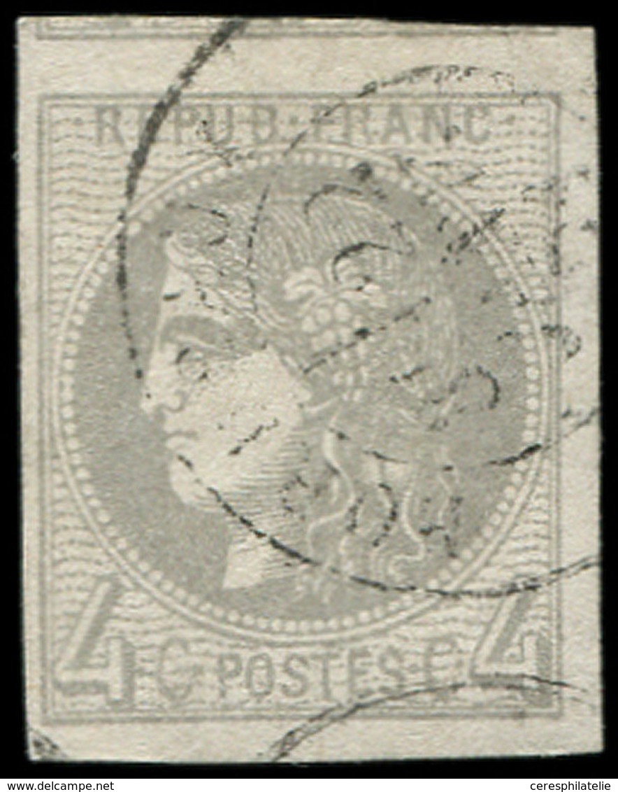 EMISSION DE BORDEAUX - 41B   4c. Gris, R II, Grandes Marges, Voisin Du Haut, Obl. Càd T17 BORDEAUX 22/1/71, Superbe - 1870 Ausgabe Bordeaux
