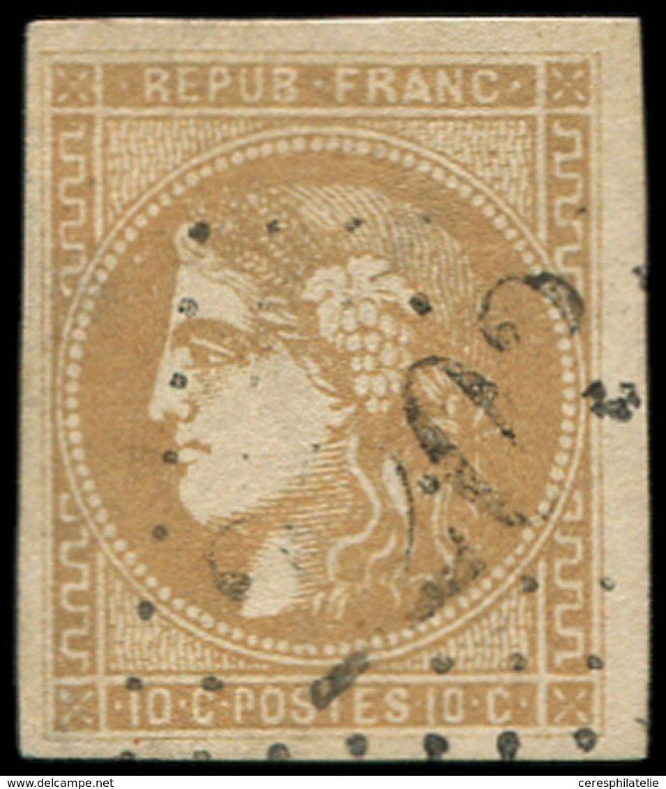 EMISSION DE BORDEAUX - 43B  10c. Bistre-jaune, R II, Obl. GC 2202, TTB - 1870 Ausgabe Bordeaux