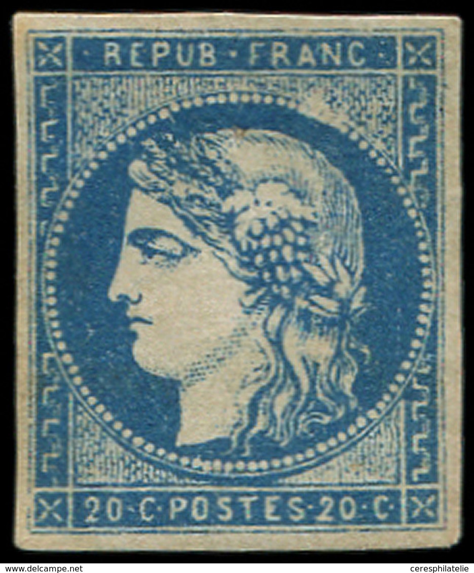 * EMISSION DE BORDEAUX - 44A  20c. Bleu, T I, R I, Réparé, Plaisant D'aspect - 1870 Ausgabe Bordeaux