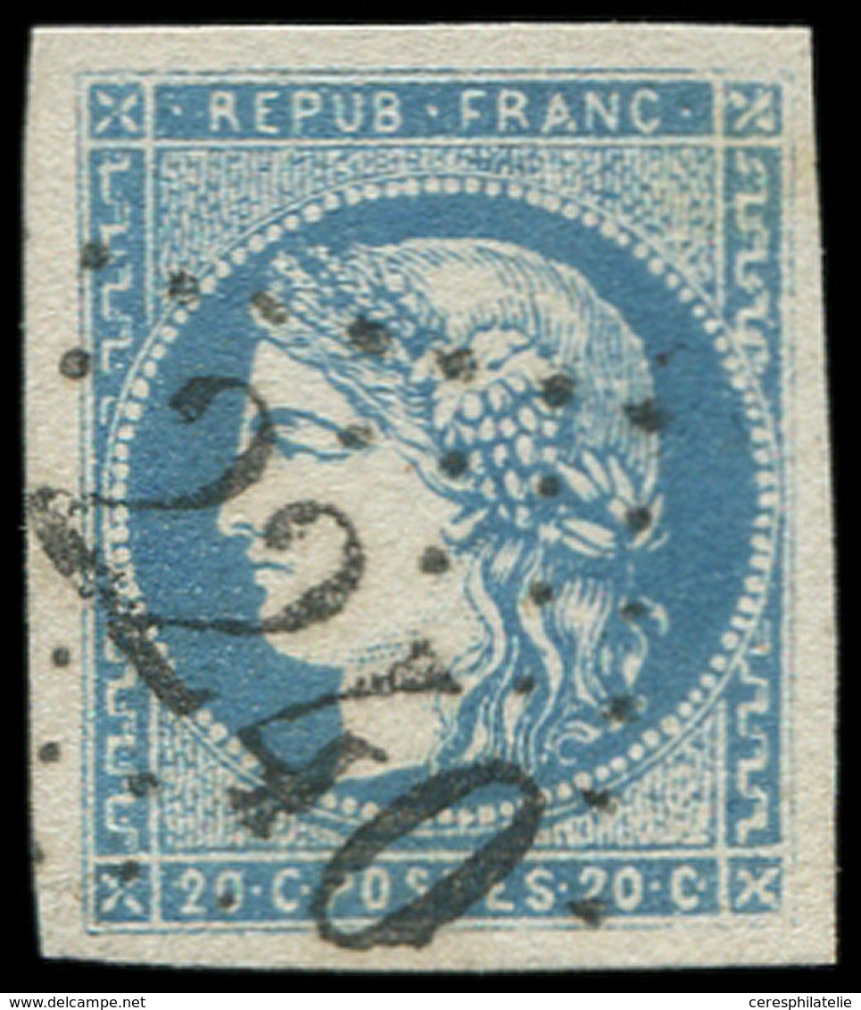 EMISSION DE BORDEAUX - 44B  20c. Bleu, T I, R II, Très Belles Marges, Obl. GC 2240, Superbe. C - 1870 Emission De Bordeaux