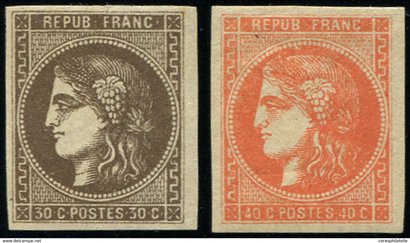* EMISSION DE BORDEAUX - 47 Et 48, 30c. Brun Et 40c. Orange, Frais Et TB - 1870 Emissione Di Bordeaux