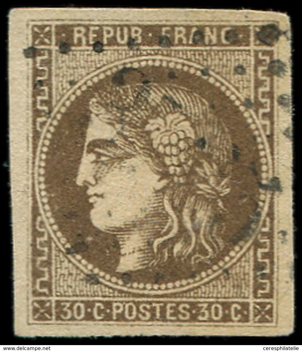 EMISSION DE BORDEAUX - 47   30c. Brun, R RELIE Au Cadre, Obl. Légère, Inf. Pelurage, Sinon TTB. C - 1870 Emissione Di Bordeaux