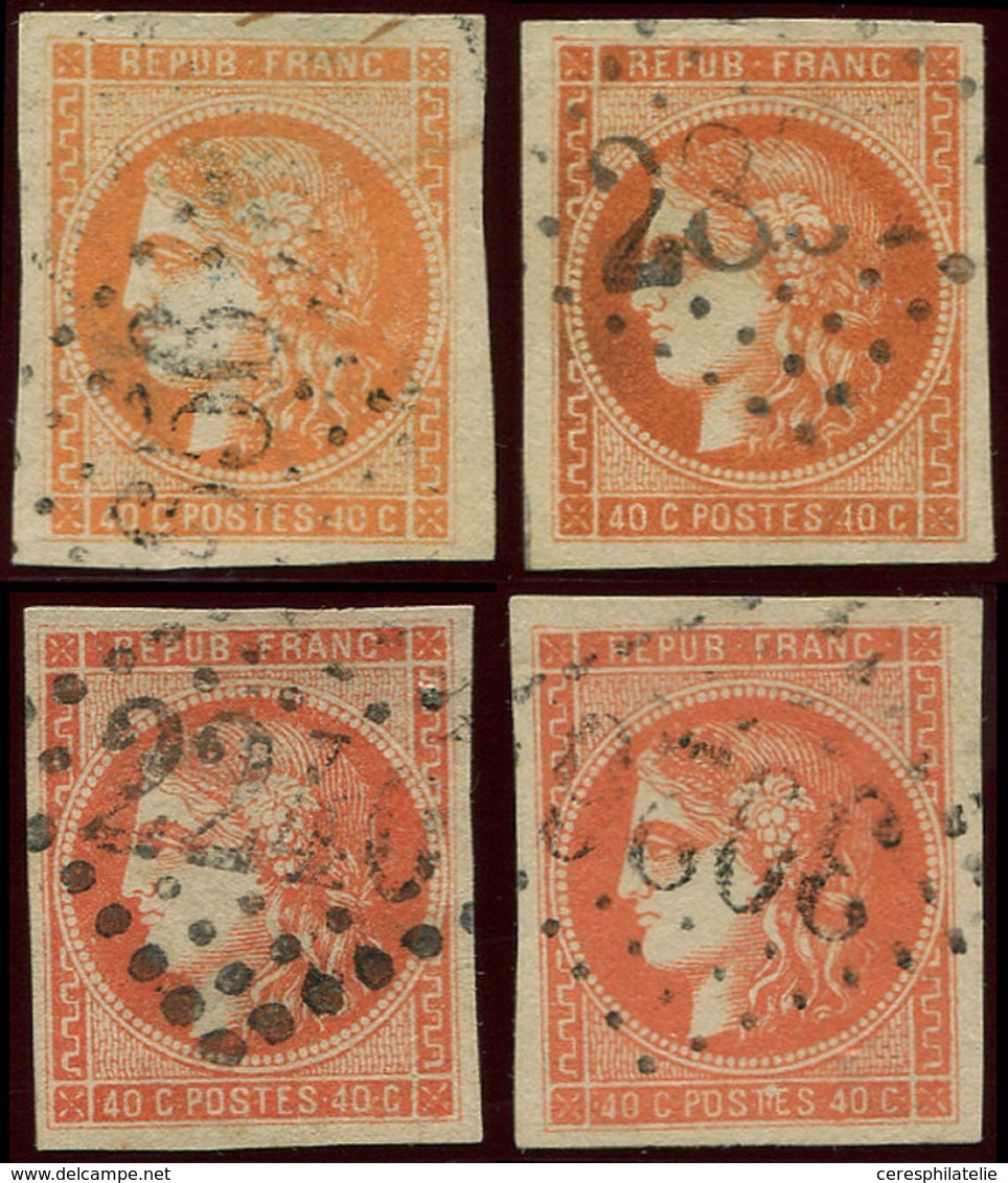 EMISSION DE BORDEAUX - 48   40c. Orange, 4 Nuances Obl. GC, TB - 1870 Emissione Di Bordeaux