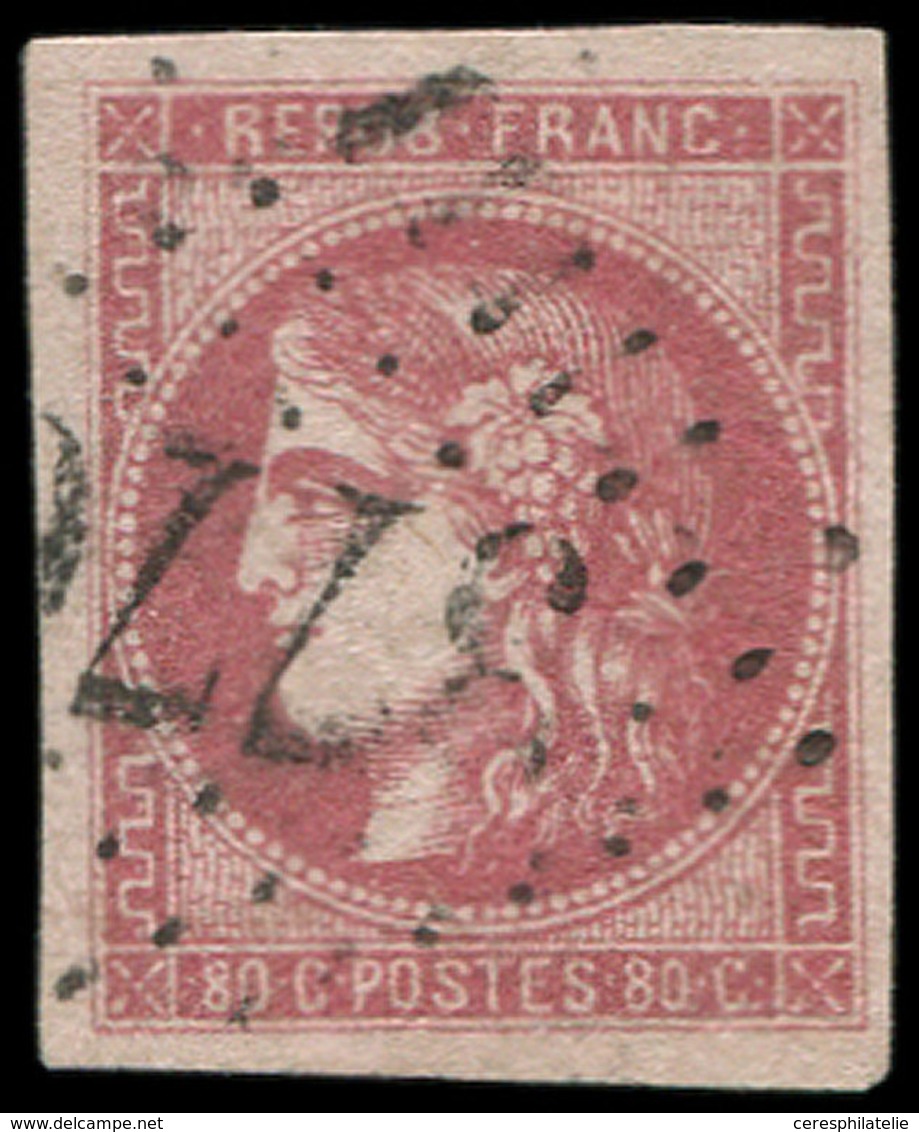 EMISSION DE BORDEAUX - 49   80c. Rose, Oblitéré GC 3776, TTB - 1870 Emissione Di Bordeaux