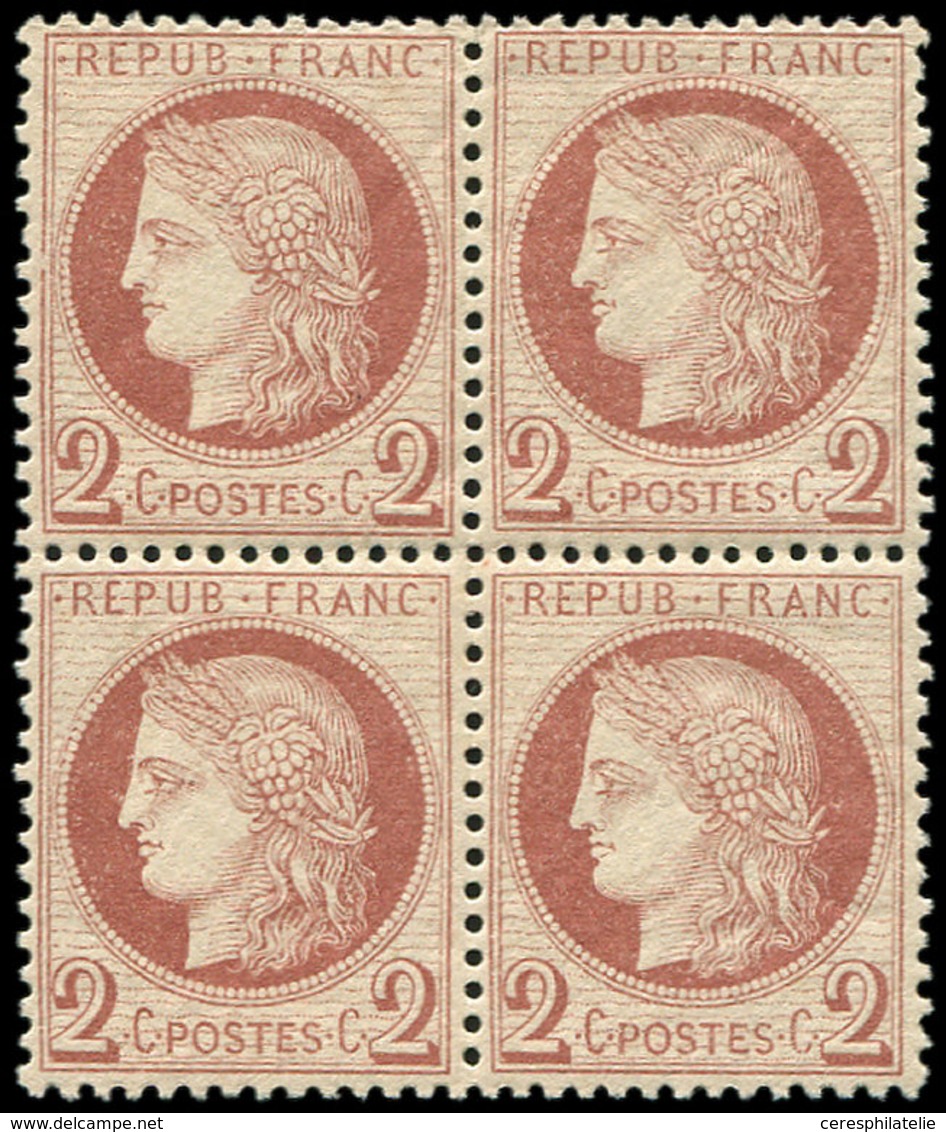 ** CERES DENTELE - 51    2c. Rouge-brun, BLOC De 4, Très Bon Centrage, TTB. C - 1871-1875 Ceres