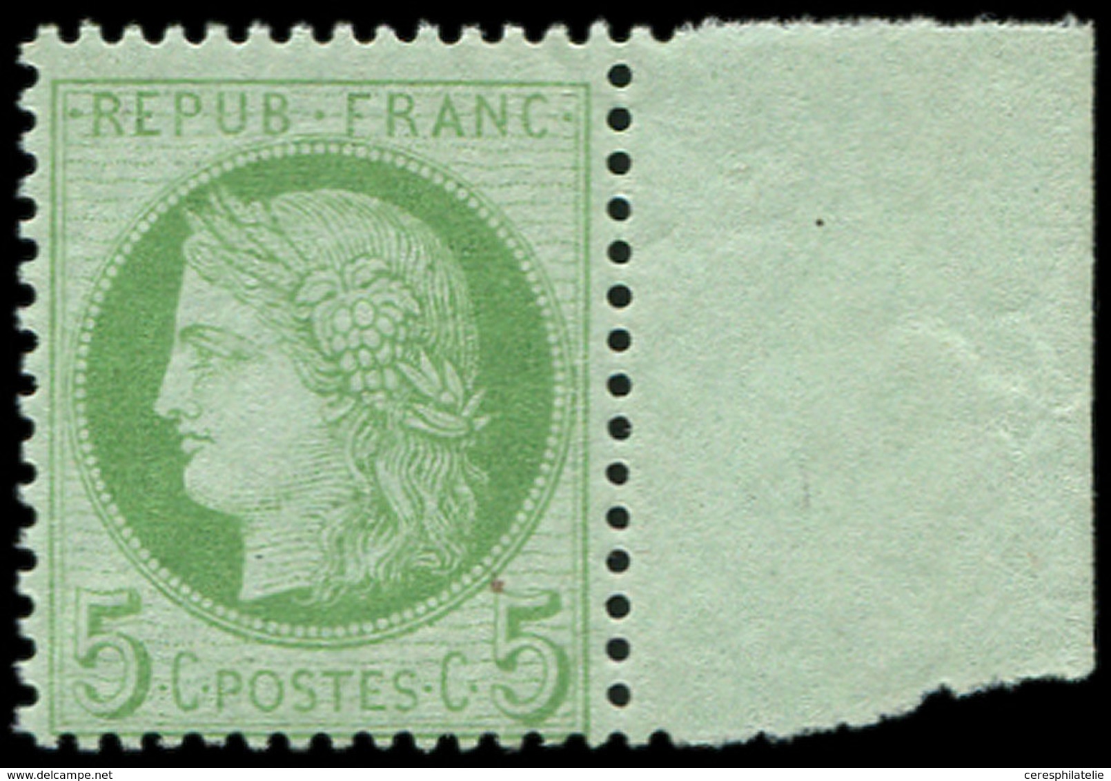 ** CERES DENTELE - 53    5c. Vert-jaune Sur Azuré, Bdf, TB - 1871-1875 Cérès