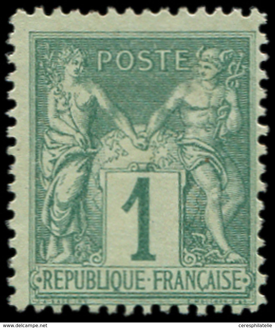 (*) TYPE SAGE - 61    1c. Vert, Type II, NON EMIS, Tirage De L'Exposition De 1900, RR, TB, Certif. JF Brun - 1876-1878 Sage (Tipo I)