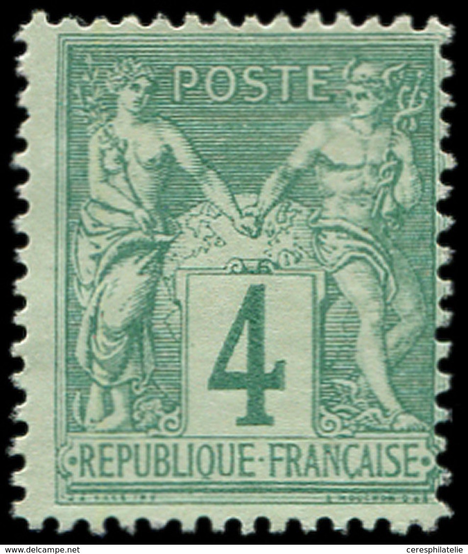(*) TYPE SAGE - 63    4c. Vert, T II, NON EMIS, Tirage De L'Exposition De 1900, RR, TB, Certif. JF Brun - 1876-1878 Sage (Type I)