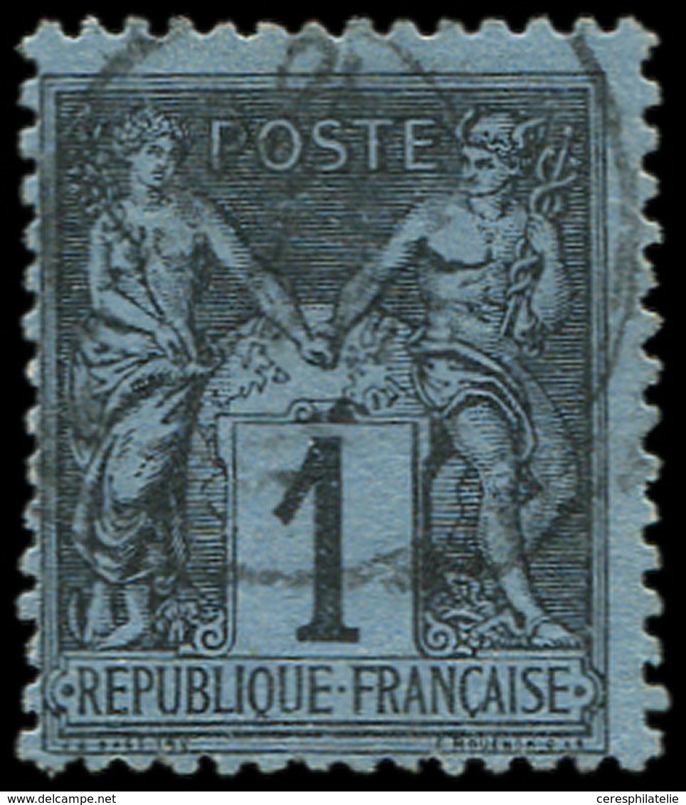 TYPE SAGE - 84    1c. Noir Sur BLEU DE PRUSSE, Oblitéré, TB. J - 1876-1878 Sage (Typ I)