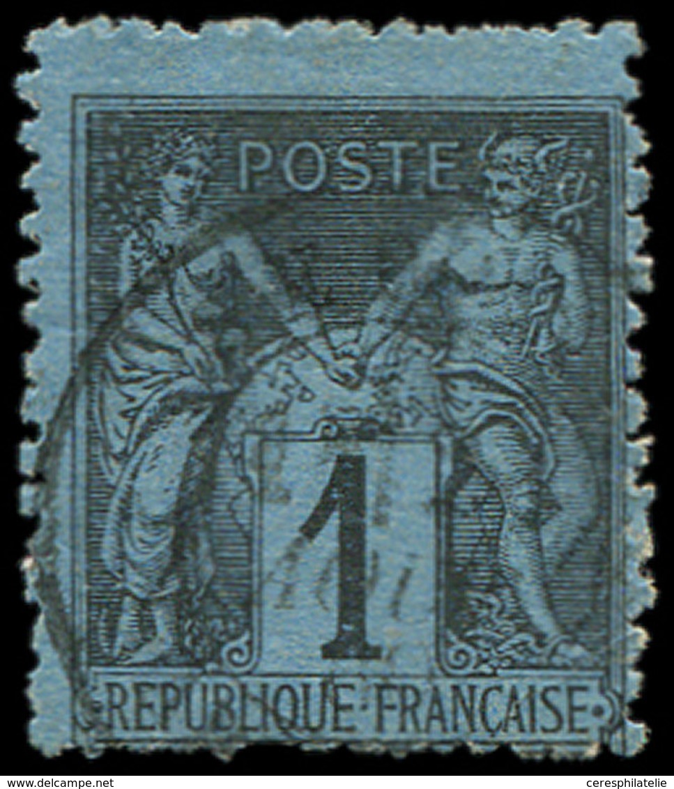 TYPE SAGE - 84    1c. Noir Sur BLEU De PRUSSE, Obl., Dentelure Irrégulière Mais Nuance Superbe. C - 1876-1878 Sage (Type I)