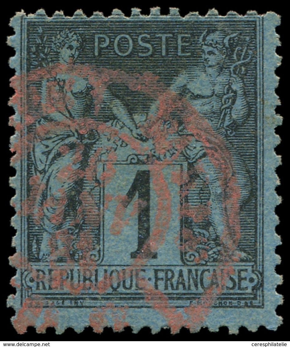 TYPE SAGE - 84    1c. Noir Sur BLEU De PRUSSE, Obl. Càd Rouge Des Imprimés, RR, TB, Certif. Calves Et JF Brun - 1876-1878 Sage (Typ I)