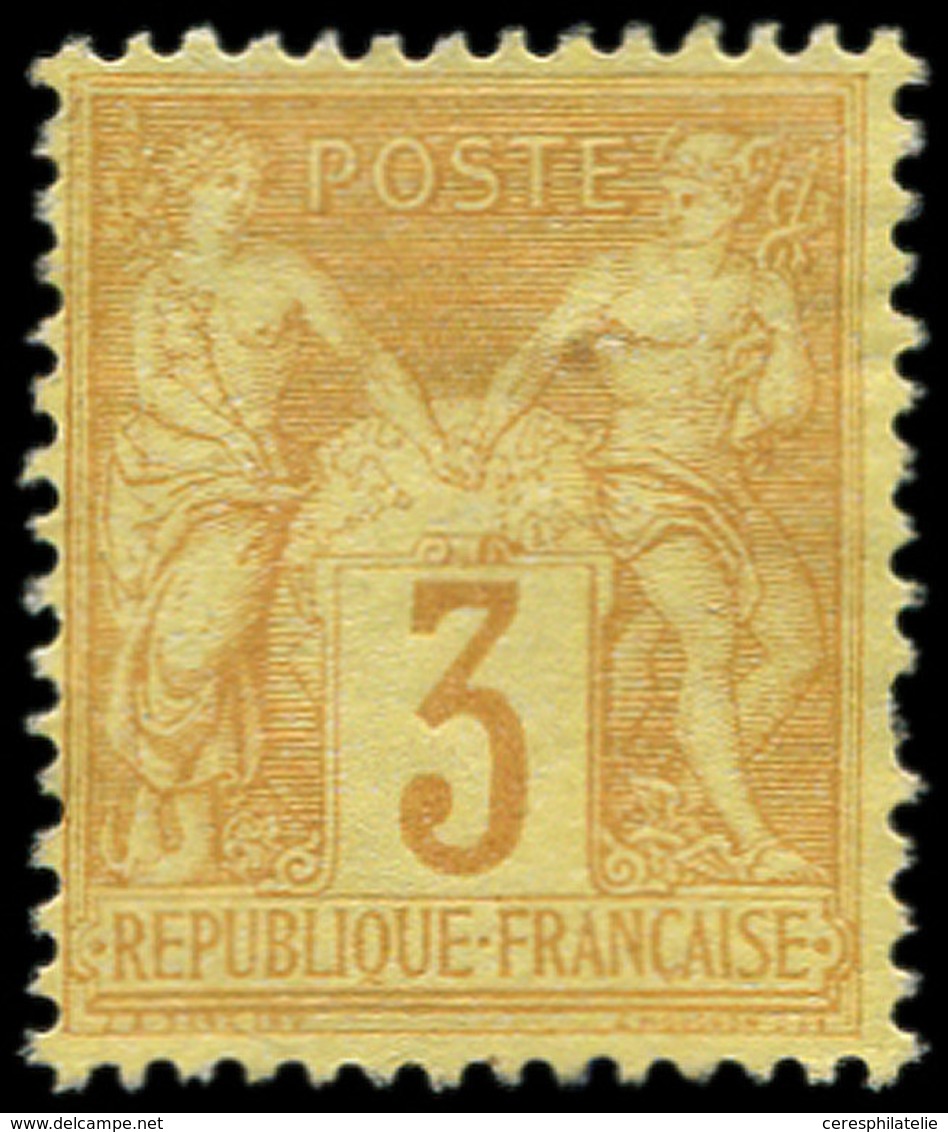 (*) TYPE SAGE - 86    3c. Bistre Jaune, Type I, NON EMIS, Tirage De L'Exposition De 1900, Une Dent Courte Sinon TB, RR,  - 1876-1878 Sage (Tipo I)