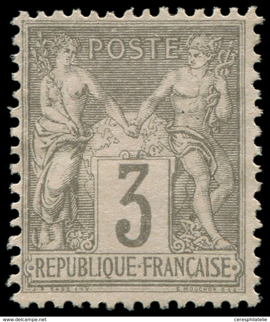 (*) TYPE SAGE - 87    3c. Gris, Type I, NON EMIS, Tirage De L'Exposition De 1900, RR, TB, Certif. JF Brun - 1876-1878 Sage (Type I)