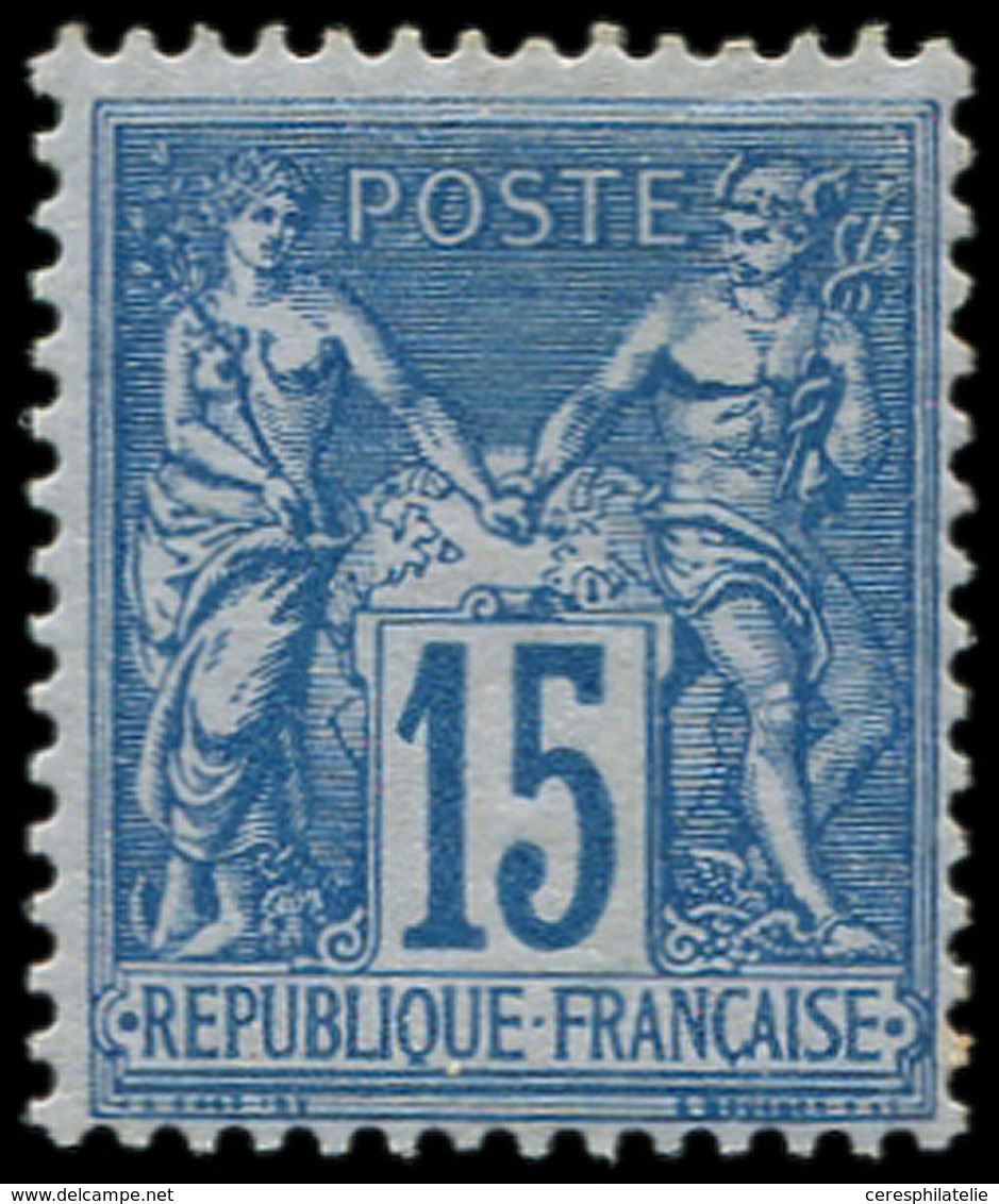 * TYPE SAGE - 90a  15c. Bleu Sur Bleu, Frais Et TB - 1876-1878 Sage (Tipo I)