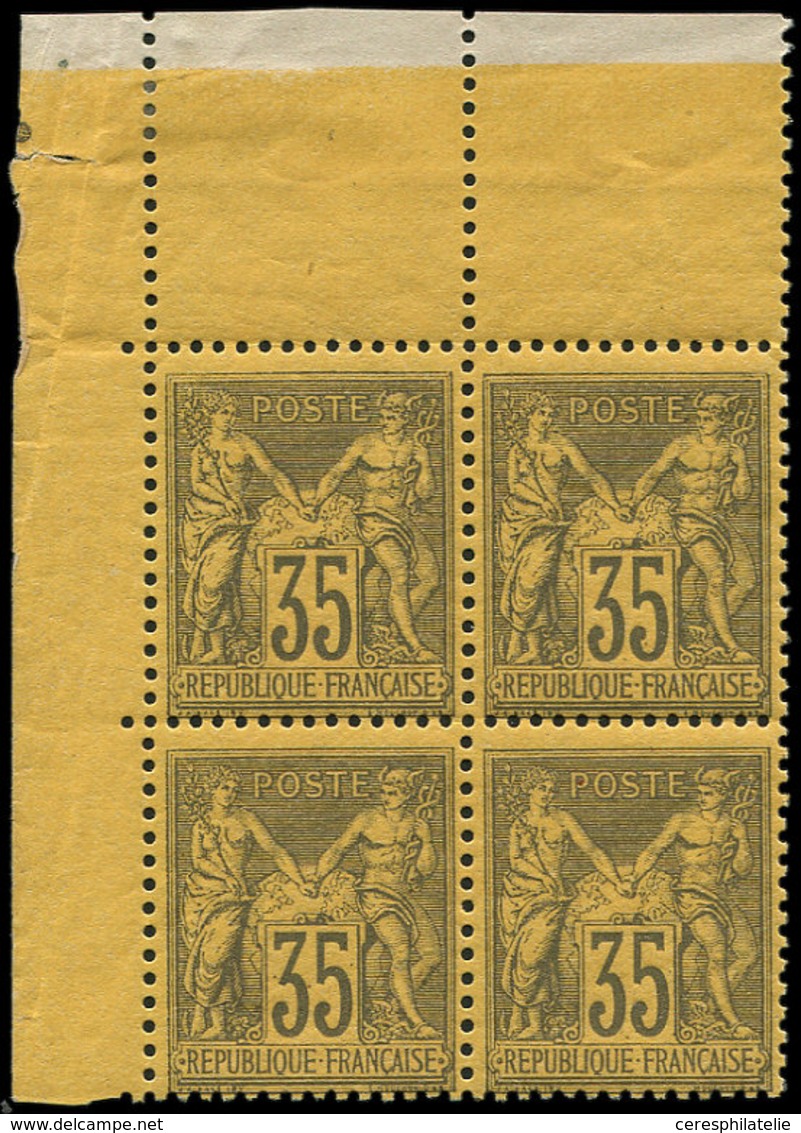 ** TYPE SAGE - 93   35c. Violet-noir Sur Jaune, BLOC De 4 Cdf, Très Frais Et TTB - 1876-1878 Sage (Type I)