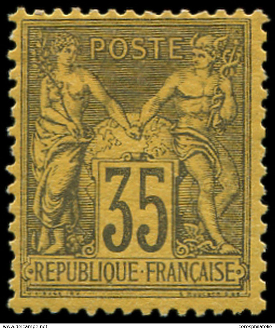* TYPE SAGE - 93   35c. Violet Noir Sur Jaune, Ch. Un Peu Forte, Sinon TB - 1876-1878 Sage (Tipo I)