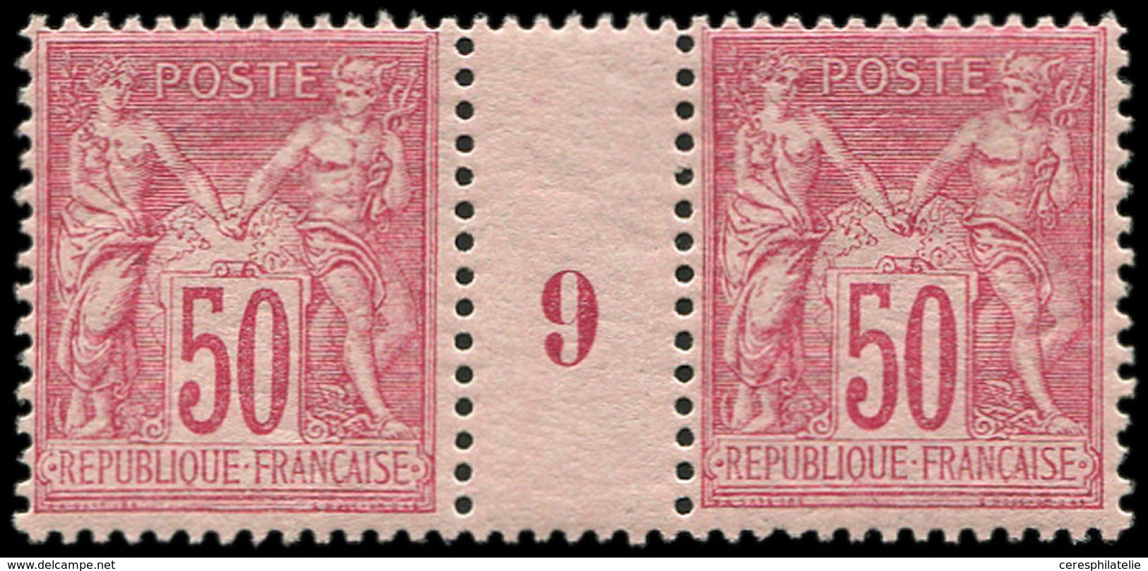 ** TYPE SAGE - 98   50c. Rose, PAIRE Mill.9, TB - 1876-1878 Sage (Tipo I)